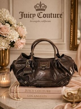 Juicy Couture Dreamer Vintage Chocolate Brown Leather Bag with Golden Hardware